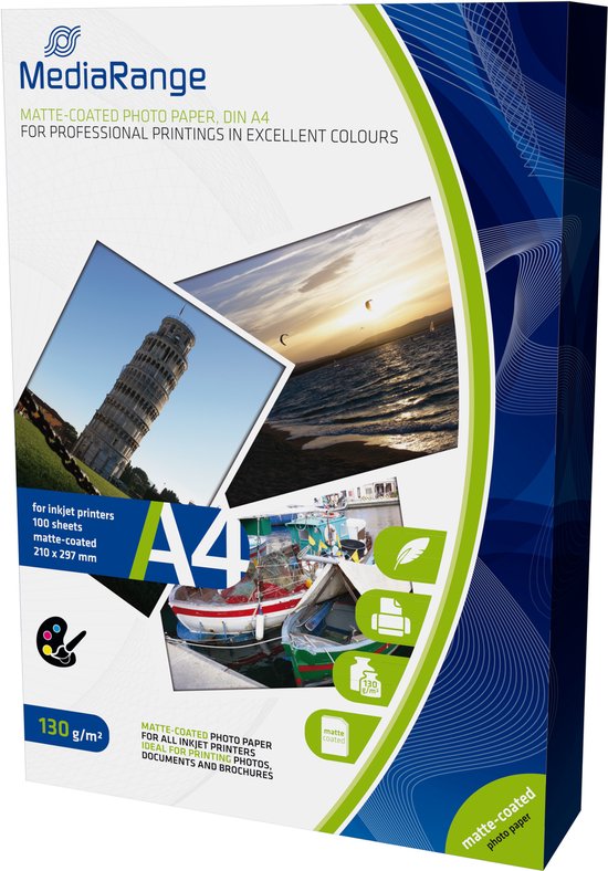 Papier MediaRange Inkjet mat A4 130g 100 Pag.
