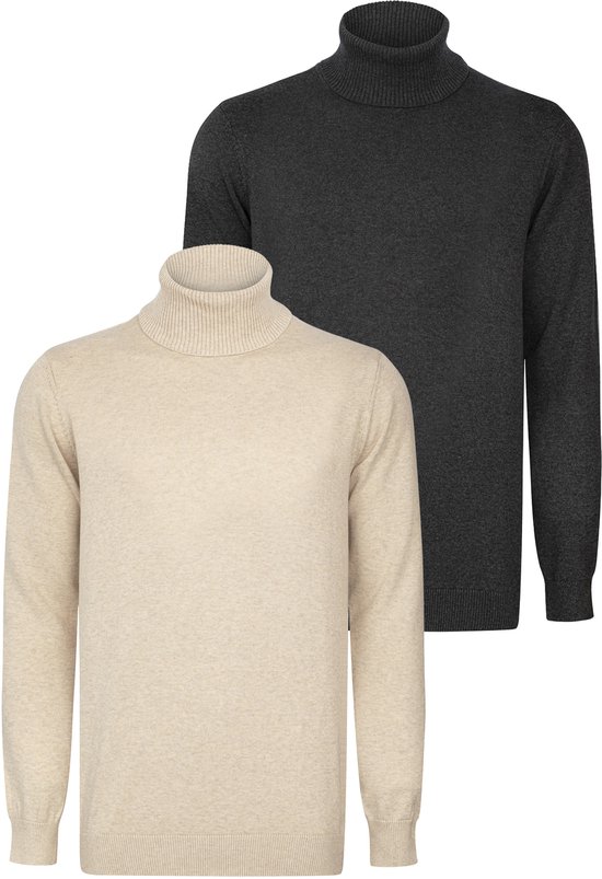 BOSS Musso slim fit trui wol, heren coltrui, donker oranje