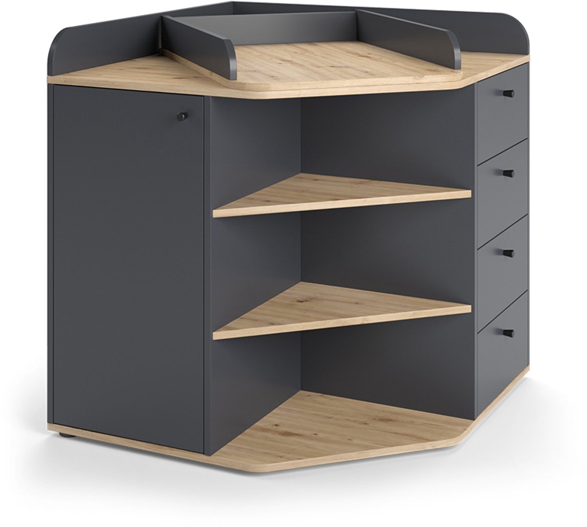 Vicco Aria Commode – 85 x 90 cm met legplanken en 4 laden Antraciet/Artisan