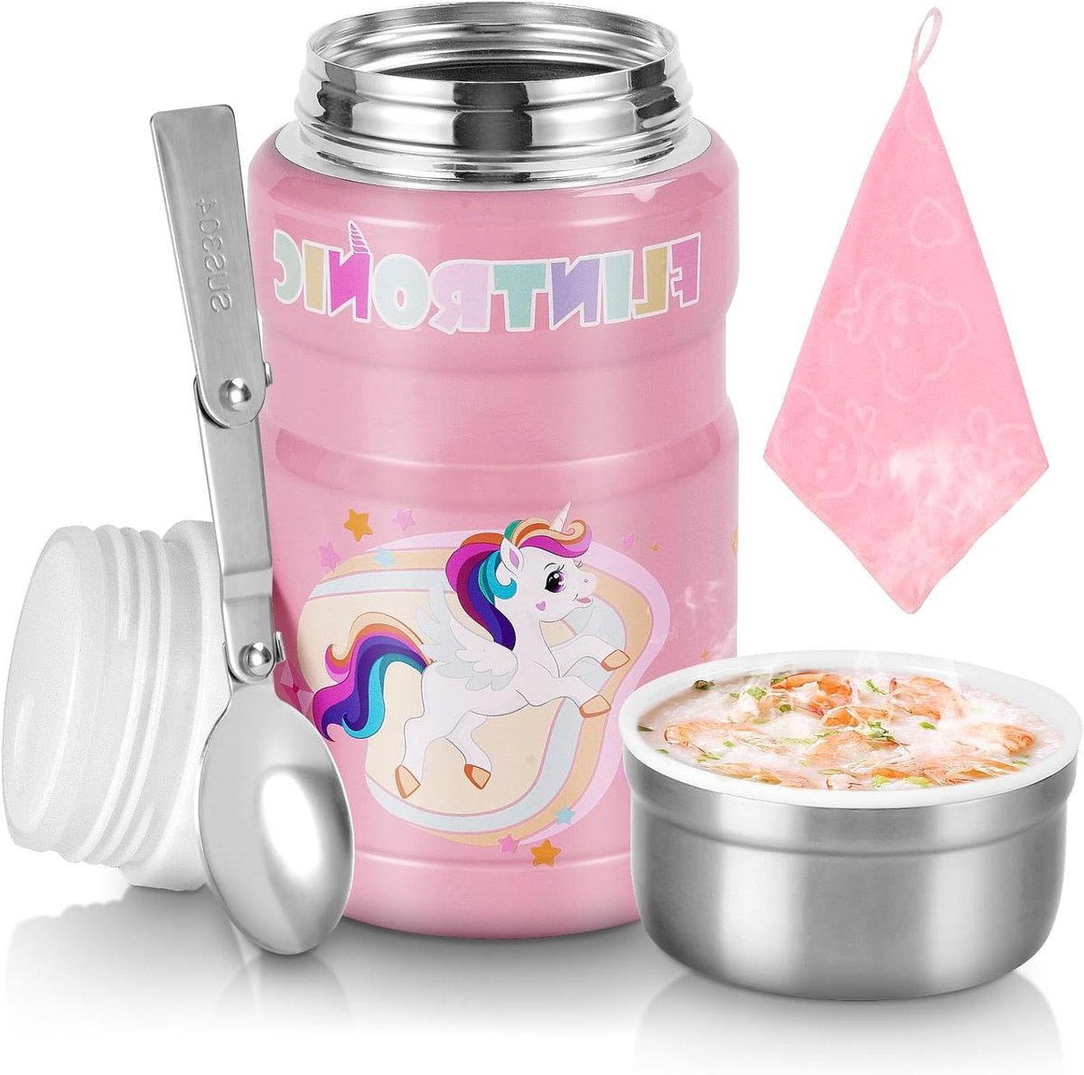 RVS voedselcontainer 750 ml - warmhoudcontainer met lepel en lekvrije isolatie