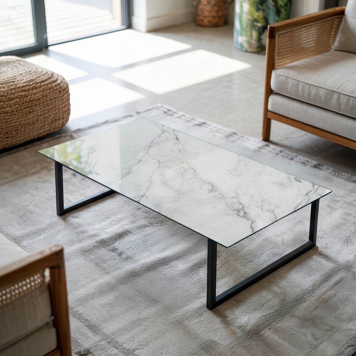 Coloray Tafelblad - Tafelblad Vierkant - 100x50 cm - Wit - Rechthoek Glazen Tafelblad - Ge