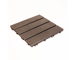 WPC Composiet Vlonder Tegel Kliktegel Vloer – Zwart – 30 × 30 Cm – Set Van 11 Stuks (±1 M²) – Antislip Ribbelstructuur – Modulair Kliksysteem – Voor Terras, Balkon En Tuin – Weerbestendig En Onderhoudsarm [11543C]