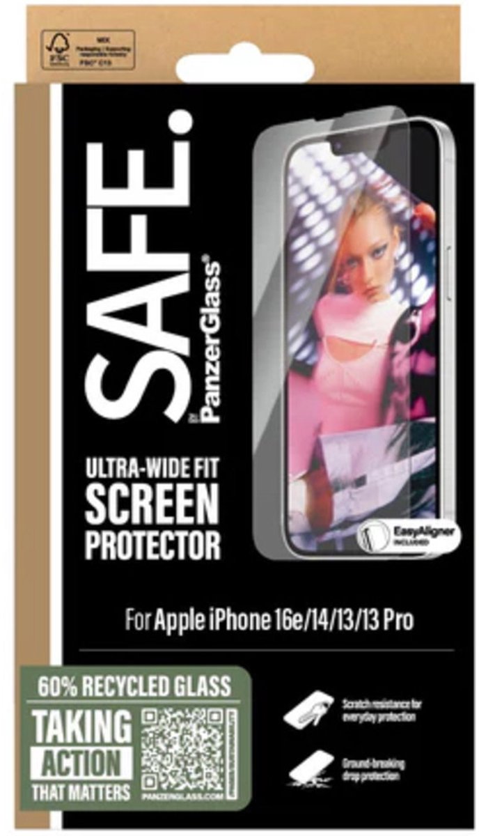 SAFE by PanzerGlass Screenprotector geschikt voor Apple iPhone 16e Glazen | SAFE by PanzerGlass Ultra-Wide-Fit Screenprotector - Case Friendly
