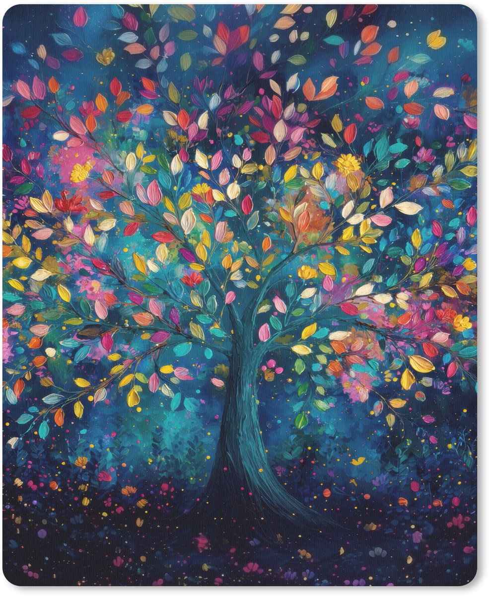 Muismat 19x23 cm - Mousepad Kleurrijk - Boom - Magisch - Abstract - Muismatten