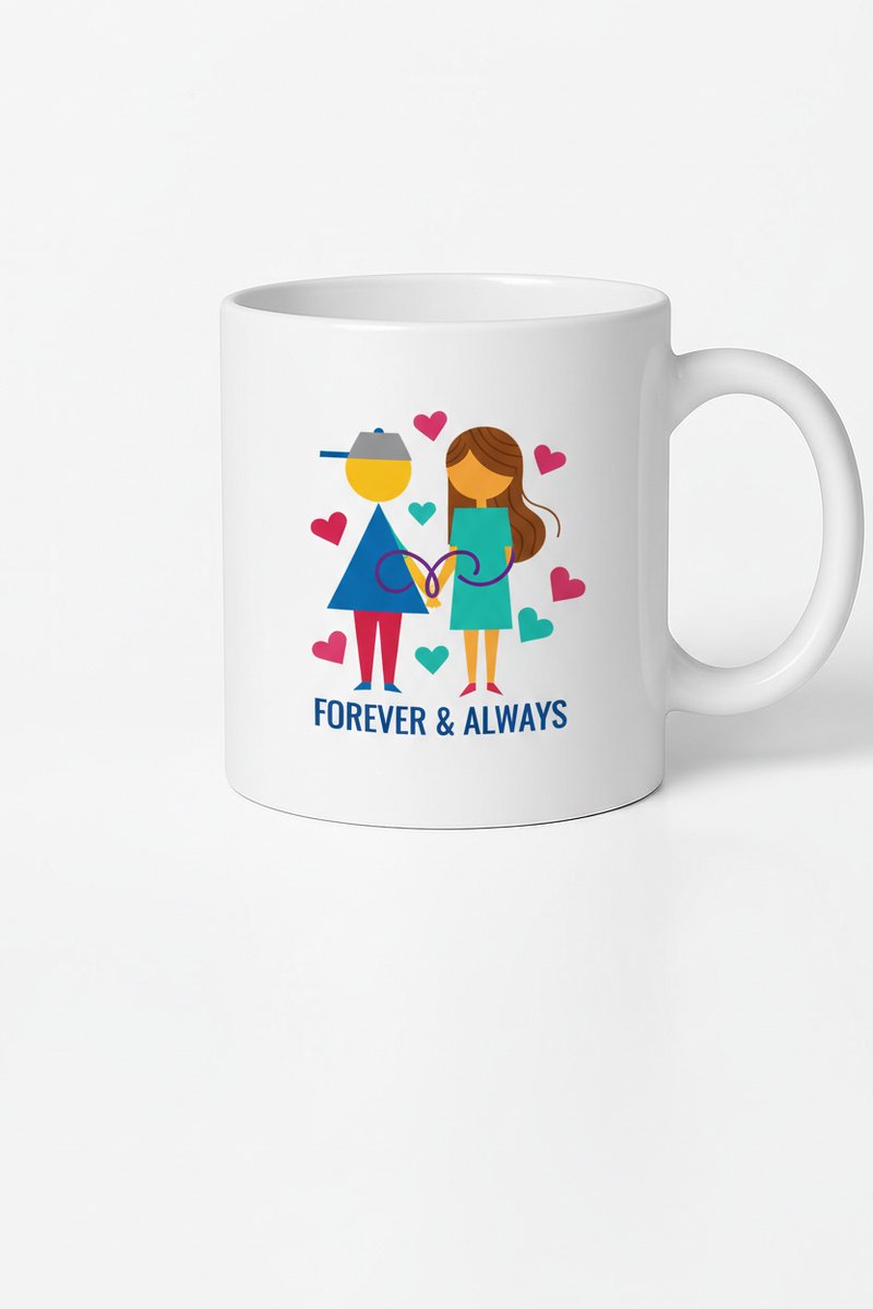 Mok Forever & Always met Liefdes Koppel – Romantisch Cadeau voor Stel