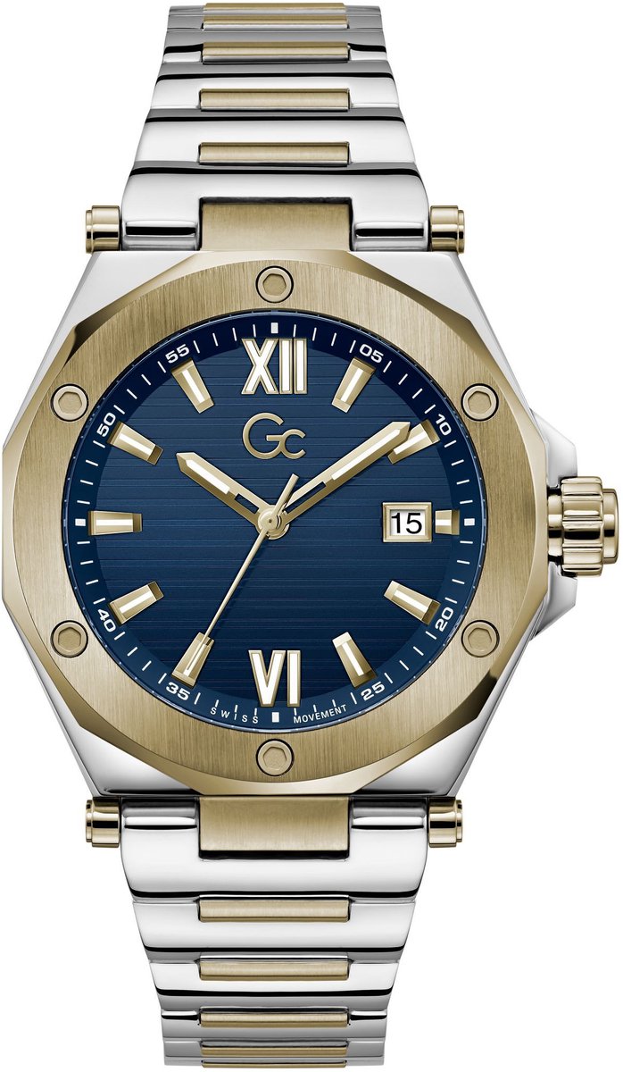 Gc Gc Legacy Sleek Quartz Analoog Horloge Zilver En Geel Kast: 100% Roestvrij Staal | Bracelet 100% Roestvrij Staal 42 mm Z67001G7, Z67002G2, Z67003G7, Z67004G2