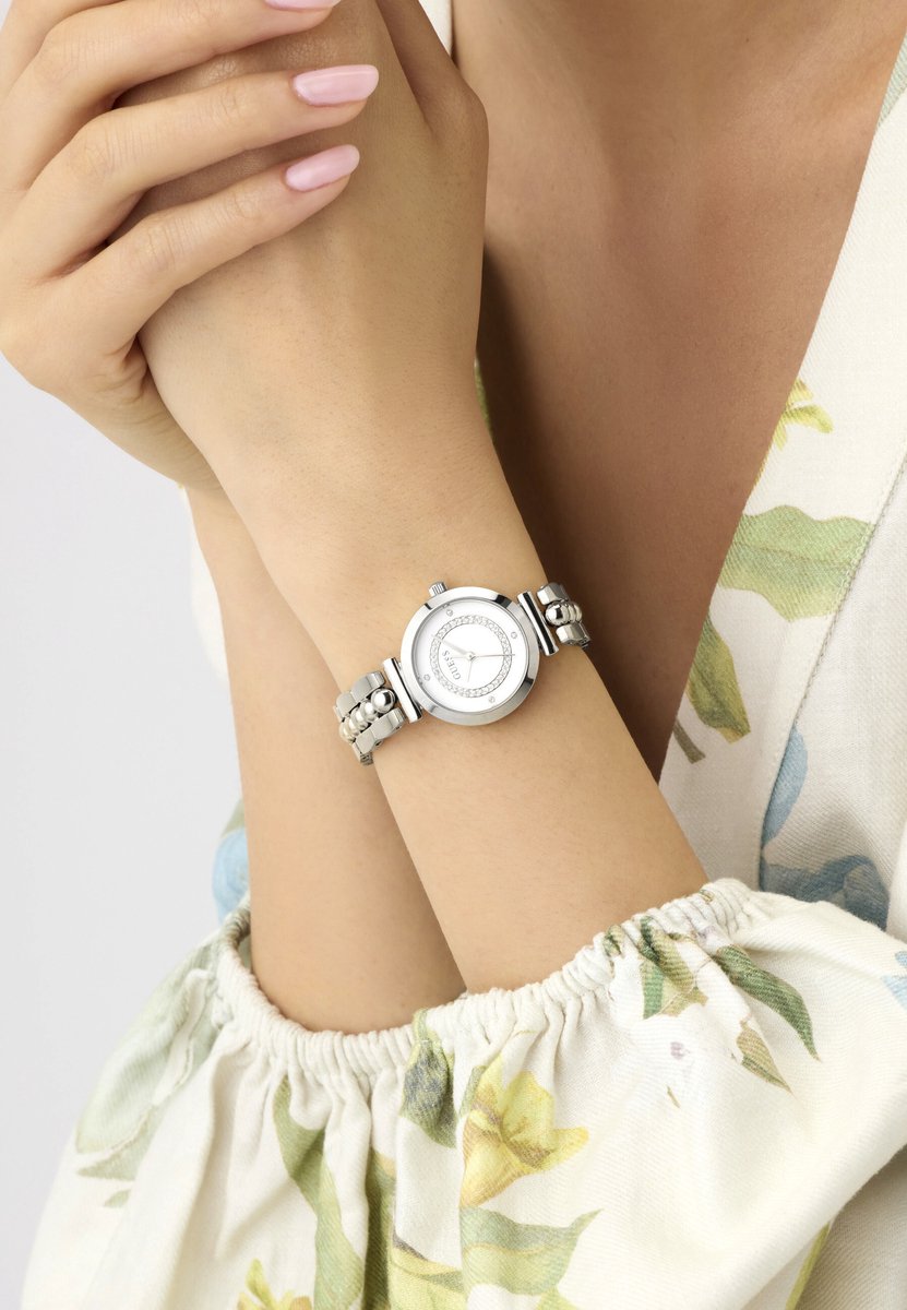 Guess Leena Quartz Analoog Horloge Zilverkleurig Kast: 100% Gerecycleerd Kunststof | Armband: 100% Gerecycleerd Kunststof 26 mm GW0994L1, GW0994L2, GW0994L3, GW0994L4