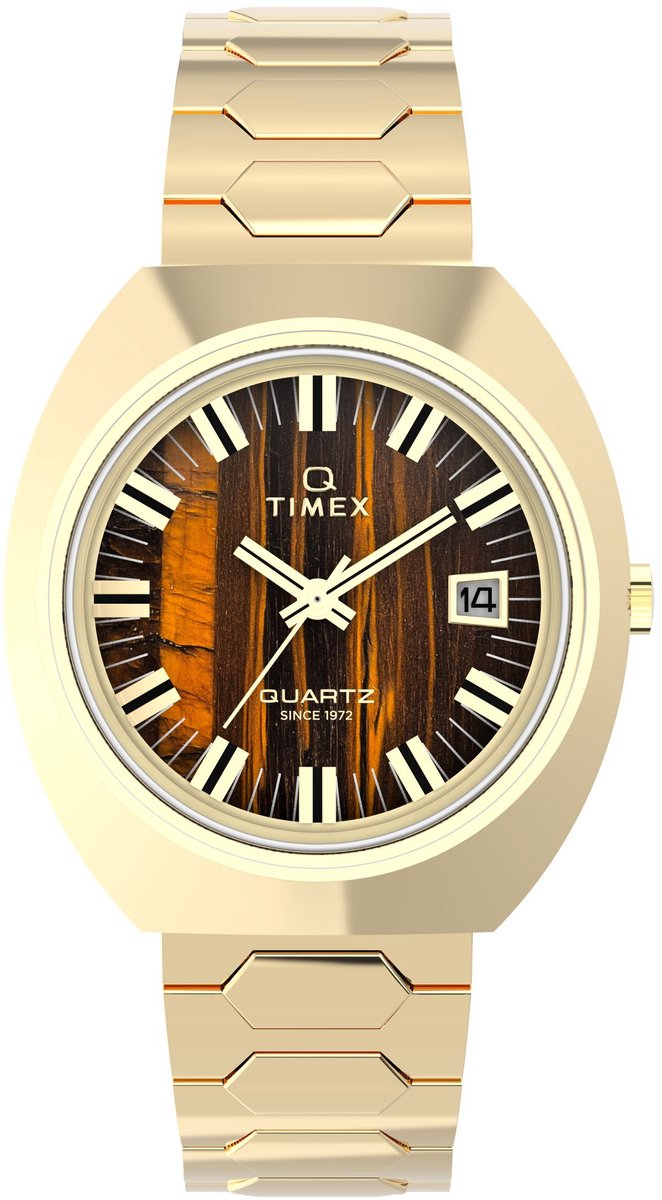 Timex Q Timex® 1972 Time Machine Reissue Quartz Analoog Horloge Goudkleurig Kast: 100% Roestvrij Staal | Armband 100% Roestvrij Staal 39 mm TW2Y45200AJ