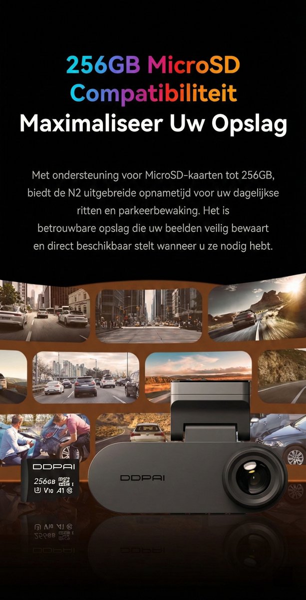 Dashcam Auto Camera Voor en Achter - 4K Beeld - met 64GB SD Kaart - GPS - DDPAI N2 – foto 4