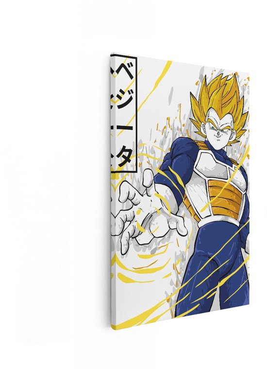 Artaza Canvas Schilderij Vegeta - 60x90 cm - Dragon Ball Wanddecoratie - Muurdecoratie Anime Slaapkamer - Super Saiyan Schilderijen Op Canvas