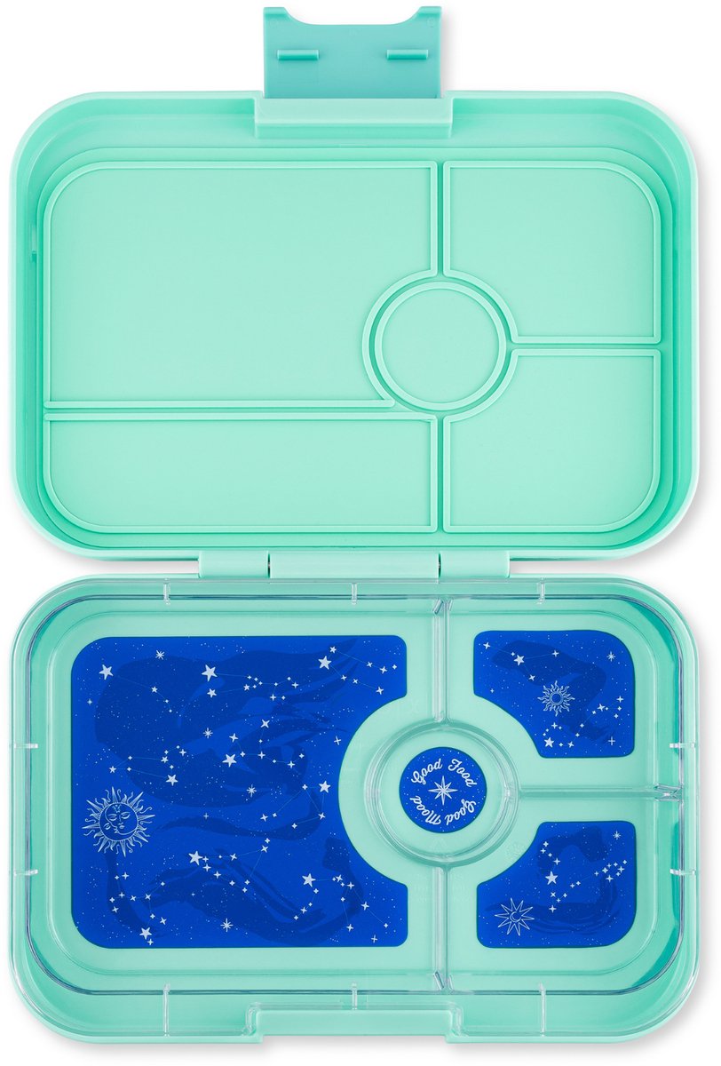 Yumbox Tapas XL - lekvrije Bento box lunchbox - 4 vakken - Bali Aqua / Zodiac tray