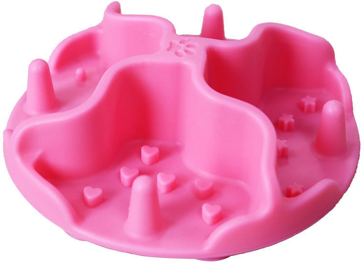 Daity Een anti-verstikkingsmat van siliconen, 10 cm, geschikt voor middelgrote tot grote honden, ook voor honden die snel eten; een educatieve voerbak (roze).