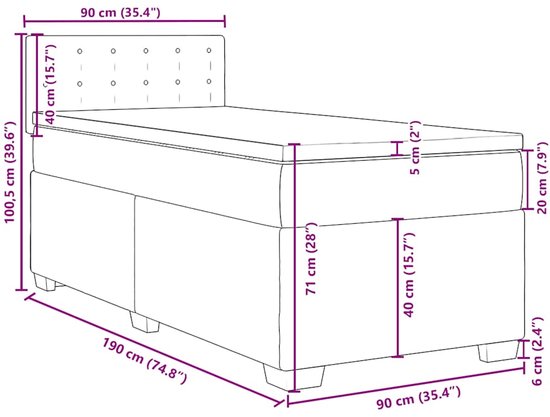 vidaXL - Sommier tapissier - avec - matelas - velours - vert foncé - 90x190 - cm