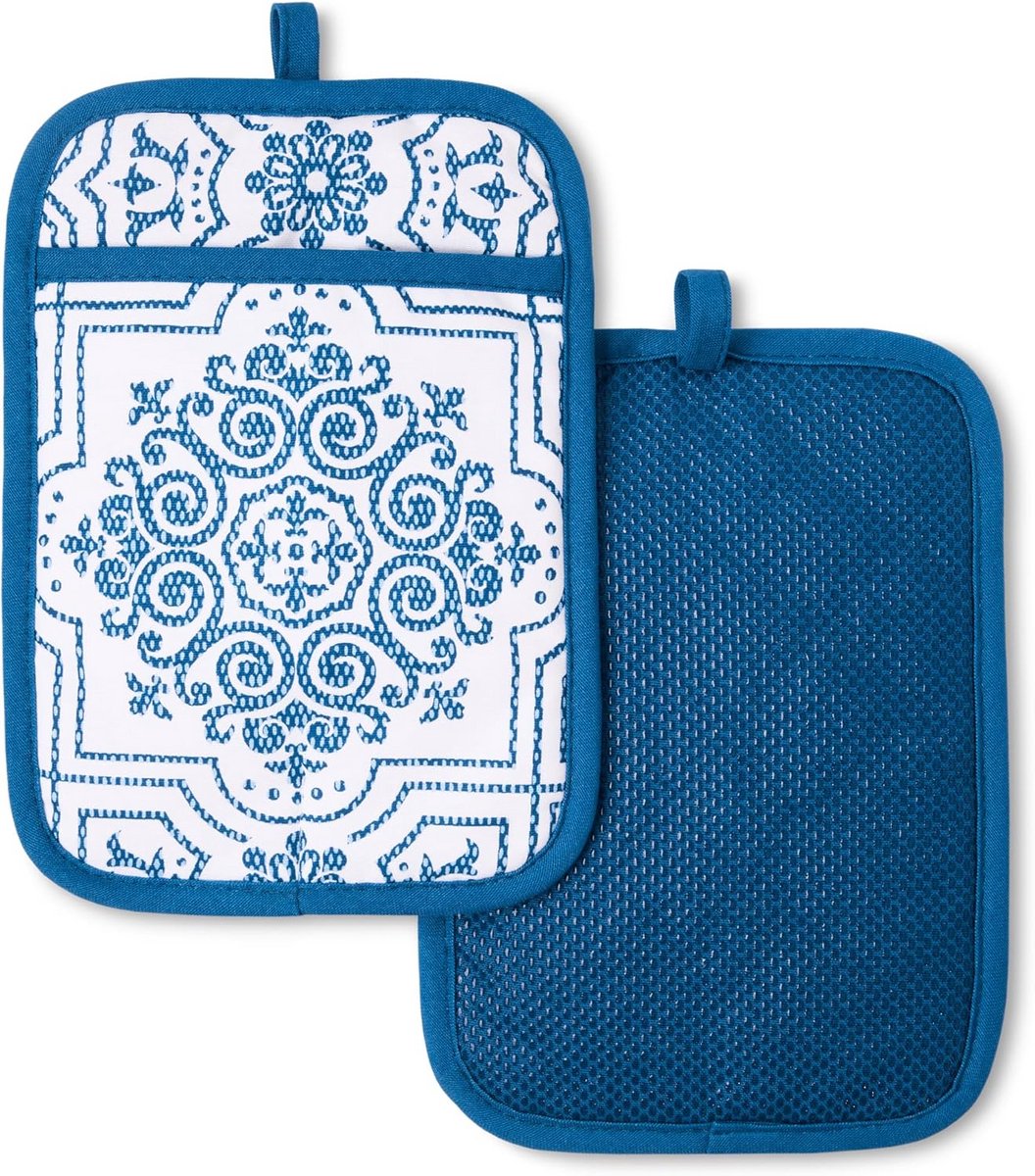 Set van 2 Hittebestendige Pothouders met Antislip Siliconen Grip - Navy Blauw