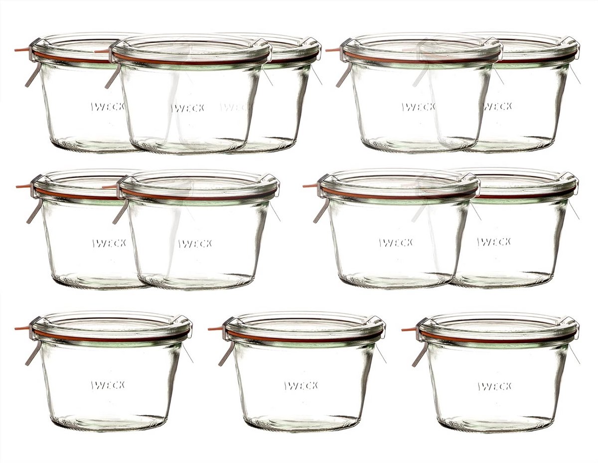 12x Glazen Bewaarpotten met Deksel 370ml voor Inmaken en Opslag