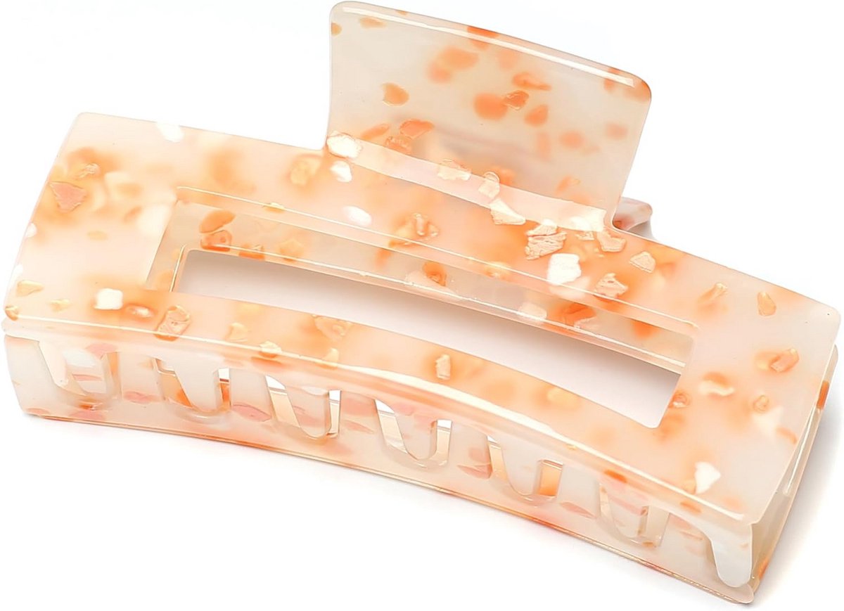 Grote Oranje Acryl Haarclip voor Dames - Elegante & Stevige Haarspeld van 10 cm