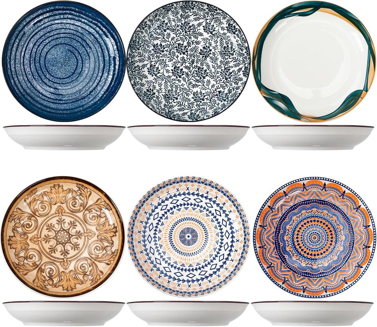 Servies Bordenset (6 stuks) - Keramiek Rond 23 cm - Vaatwasserbestendig