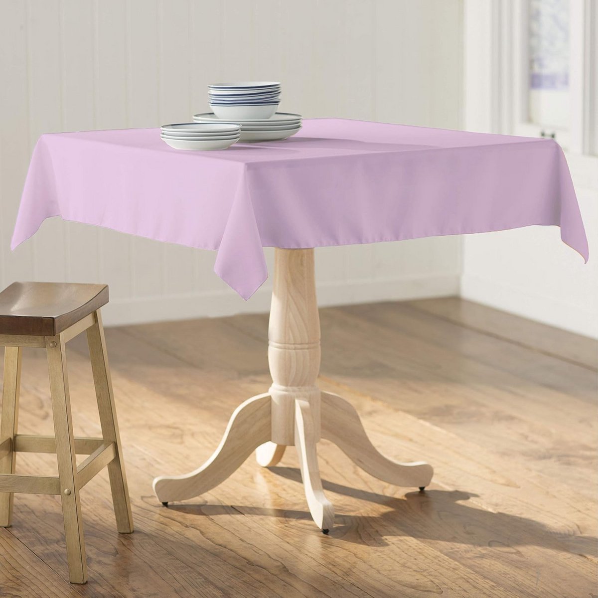 Vierkant Wit Tafelkleed Polyester Poplin 147x147 cm - Naadloos en Kreukherstellend