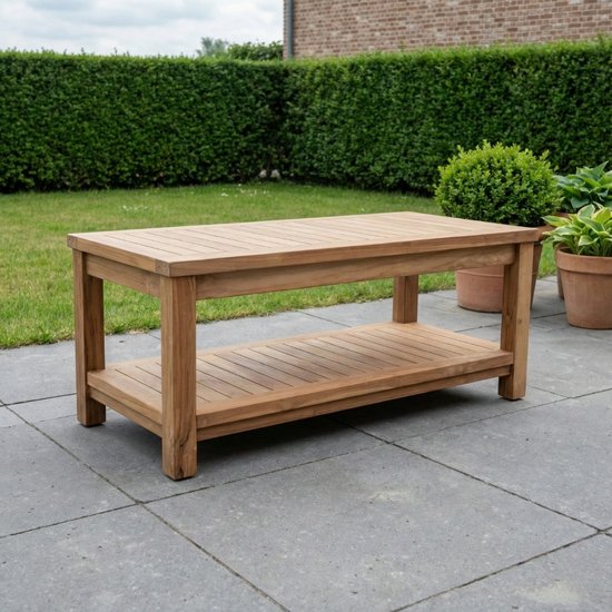 Teakea - Table basse de Jardin en teck 100x50x45 avec rallonge