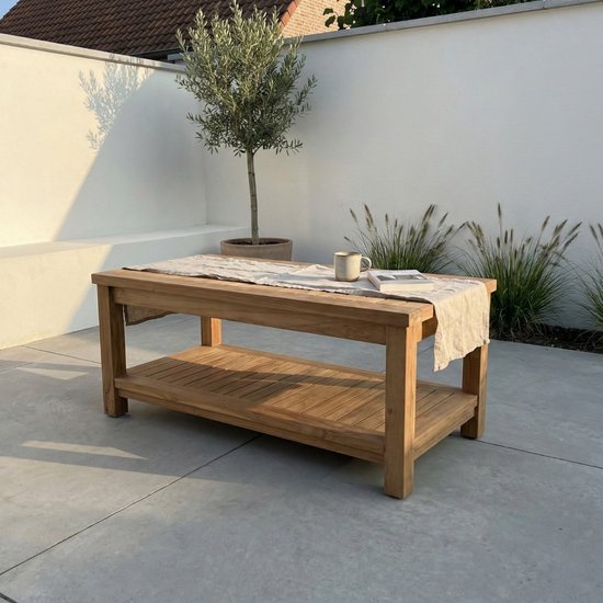 Teakea - Table basse de Jardin en teck 100x50x45 avec rallonge