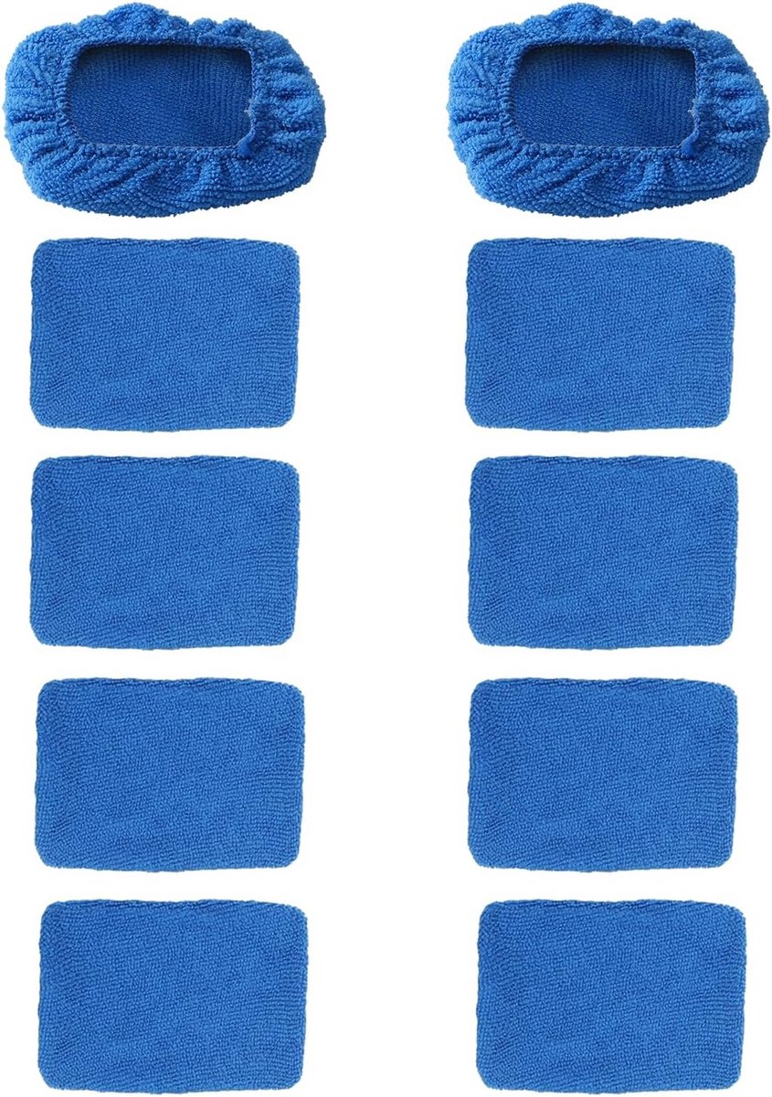 Set van 10 Rechthoekige Microvezeldoekjes voor Ruitenreiniger - Blauw