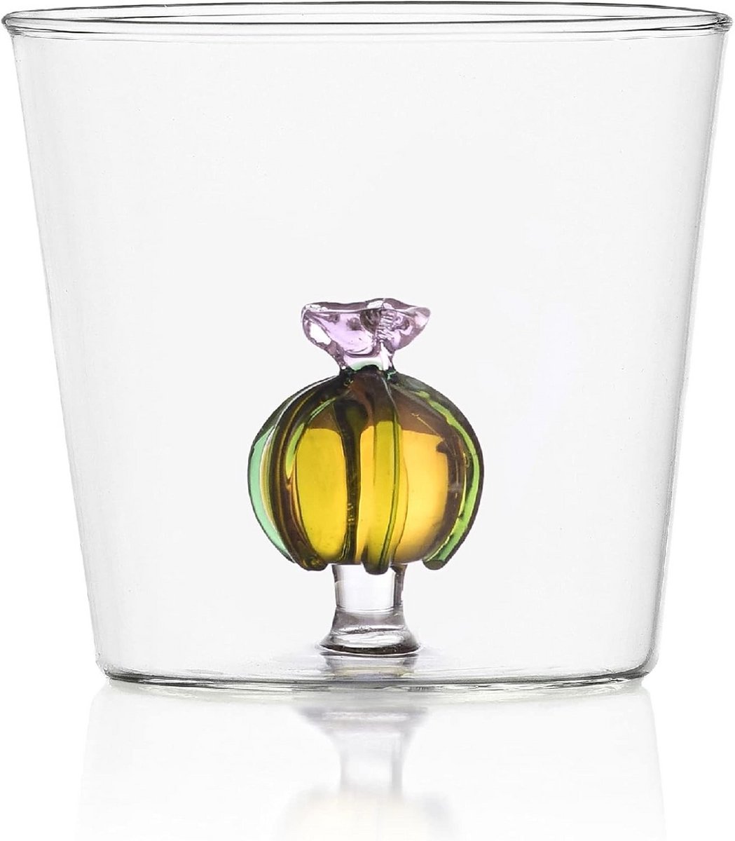 Handgemaakte Tumbler Glas Roos Bloem 35cl - Hittebestendig Borosilicaatglas