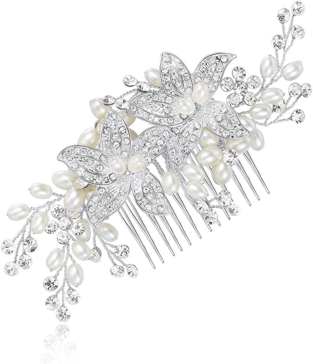 Bruids Haaraccessoire Bloem Bruiloft Haarspeld met Kristallen en Parelmoer