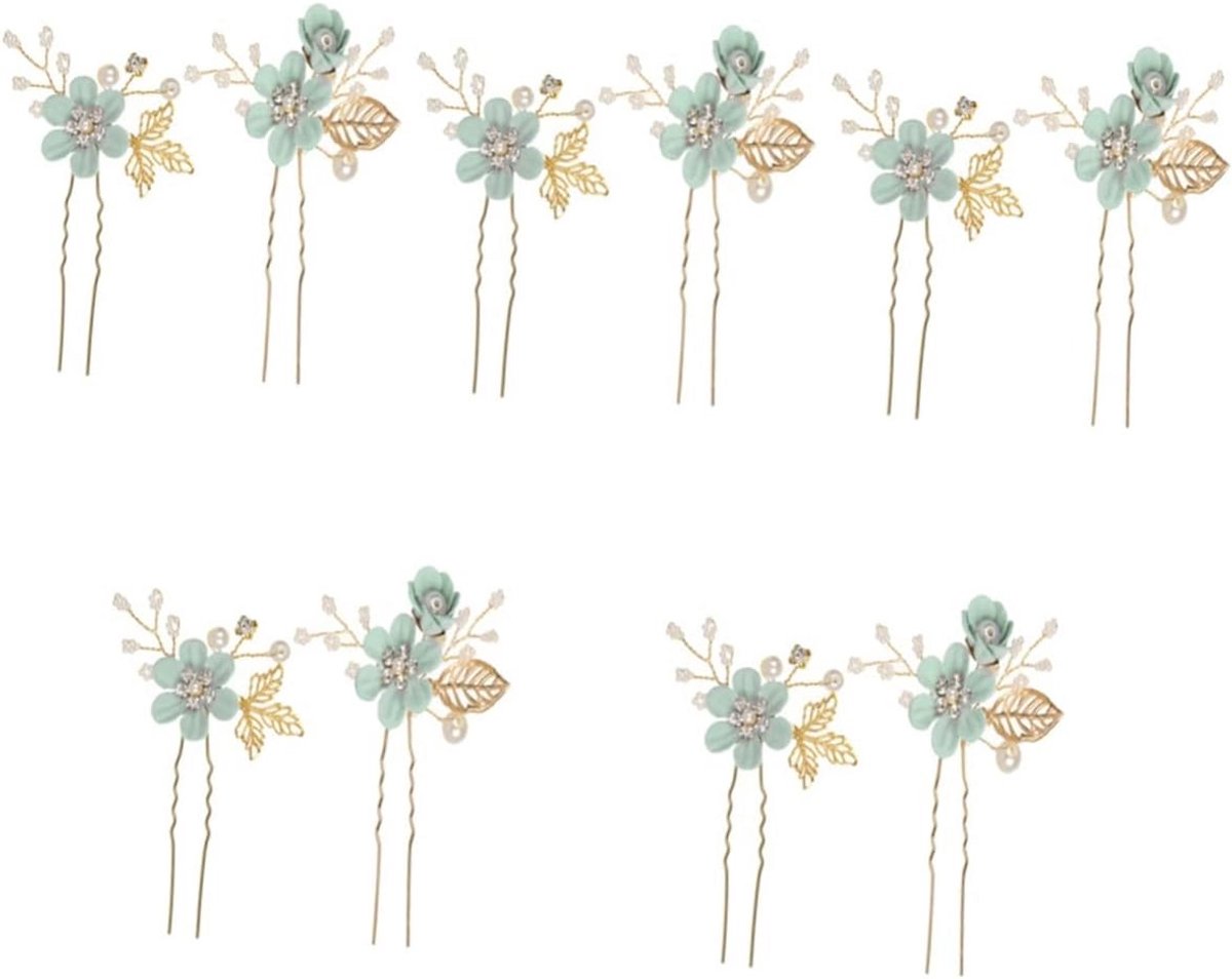 10x Vintage Bloemen Haarspelden met Kristal Steentjes - Bruids Haaraccessoires