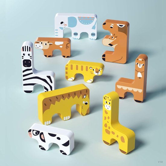 Stapelen Games Speelgoed Kinderen Montessori Dierenbalans Blokken Games Peuter Educatief Stapelen Hoge Bouwsteen Speelgoed voor 3 4 5 6 Jaar Oude Kinderen Baby's Volwassenen Jongens Meisjes (15 stuks) — afbeelding 2