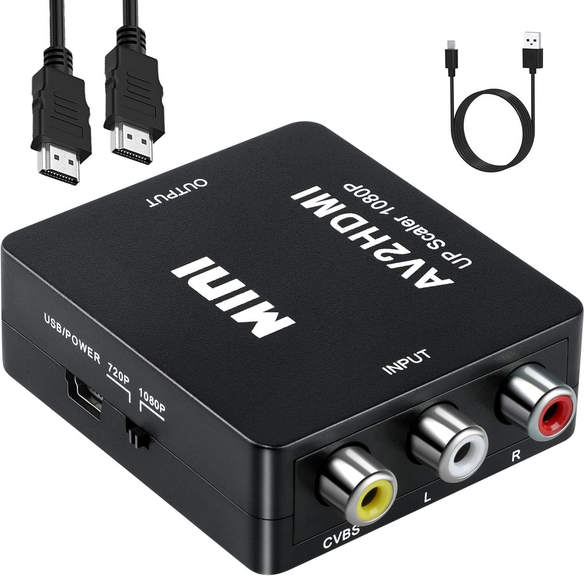 AV naar HDMI Converter Set met 1m Kabel - RCA Composiet Video naar HDMI Adapter 1080p