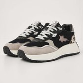 British Knights - Fable Dames Sneakers Laag - Maat 36 - Zwart/Zand/Panterprint - Vrouwen Schoenen