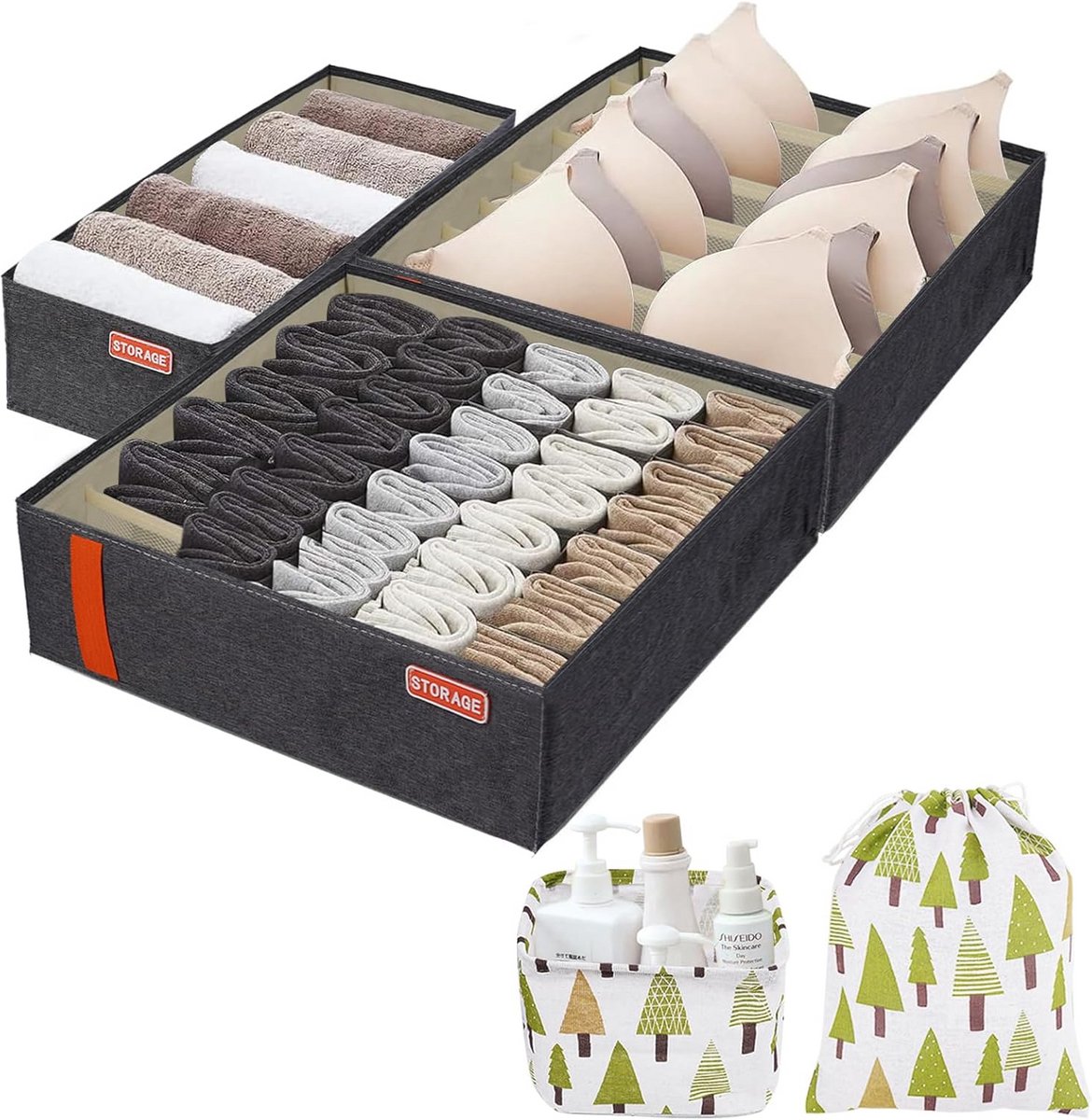 Lade Organizer Set - 3 Delig Opbergsysteem voor Ondergoed, Sokken en Accessoires