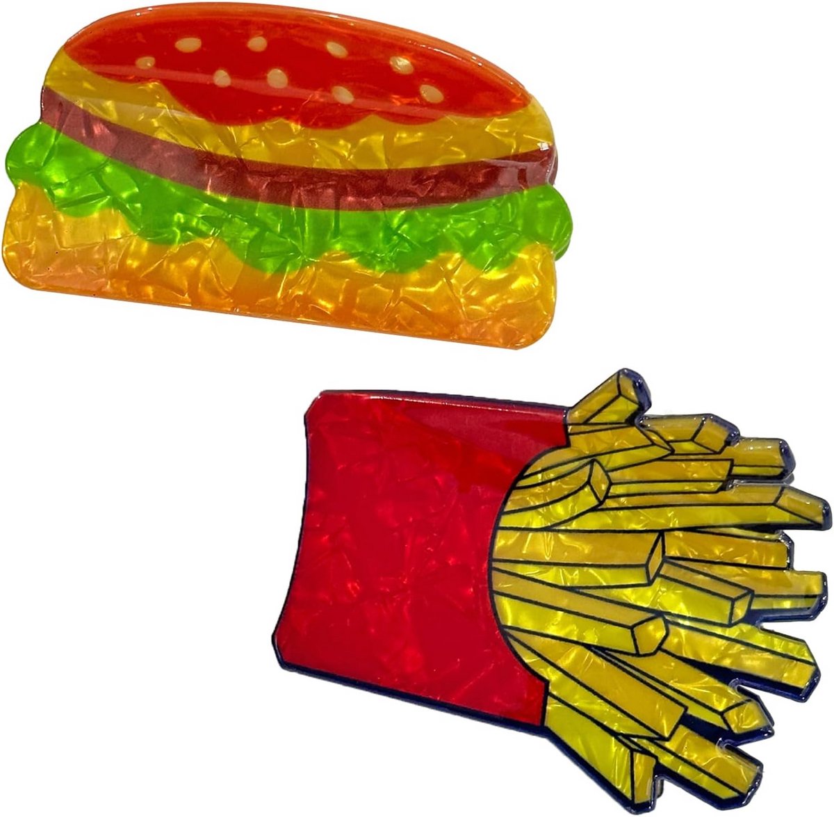 2 stuks Haarclips in Voedselvorm - Hamburger en Friet Klauwclip Set