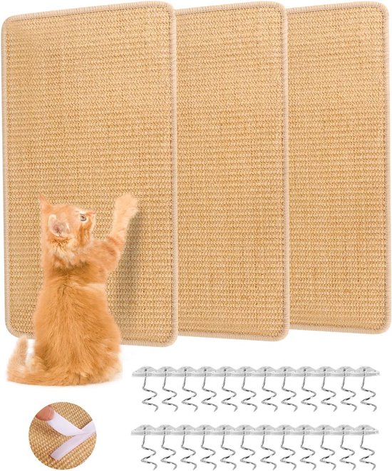 3x Tapis à Griffer Sisal pour Chats : Protection Murale Meubles et Mur (50 x 25 cm)