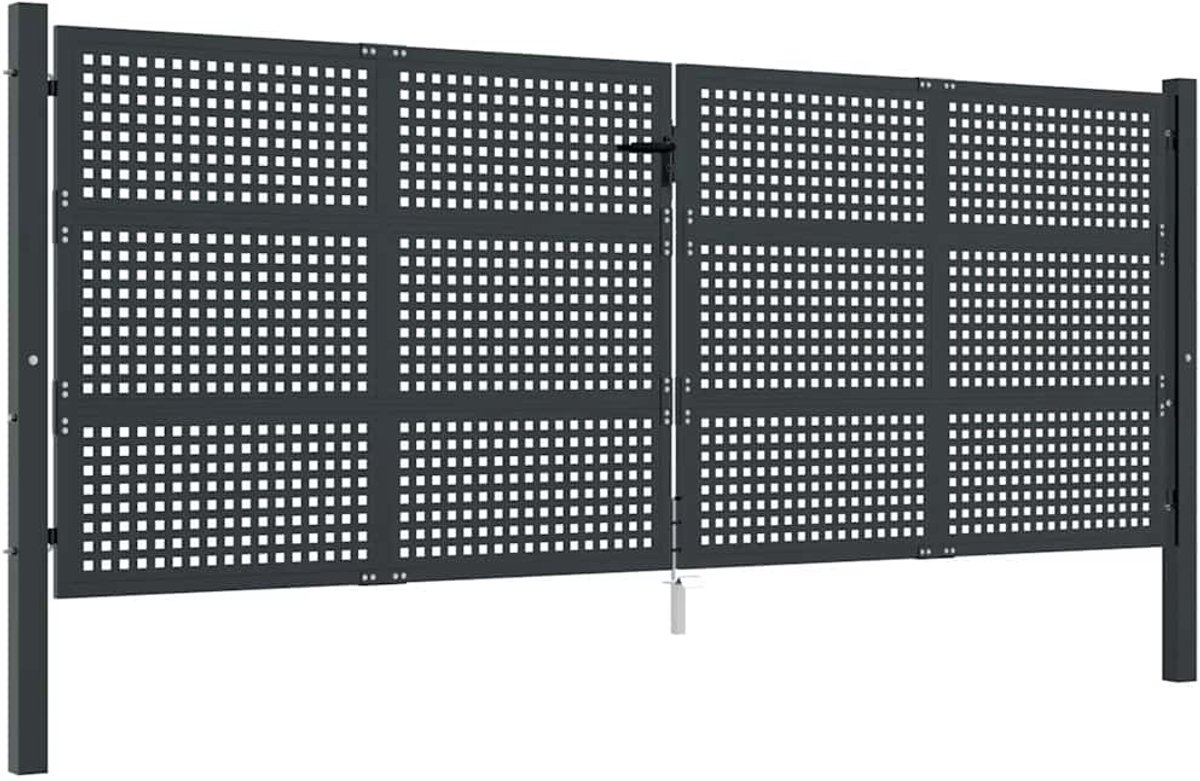 vidaXL - Tuinpoort - Antraciet - 400x125 - cm - Staal