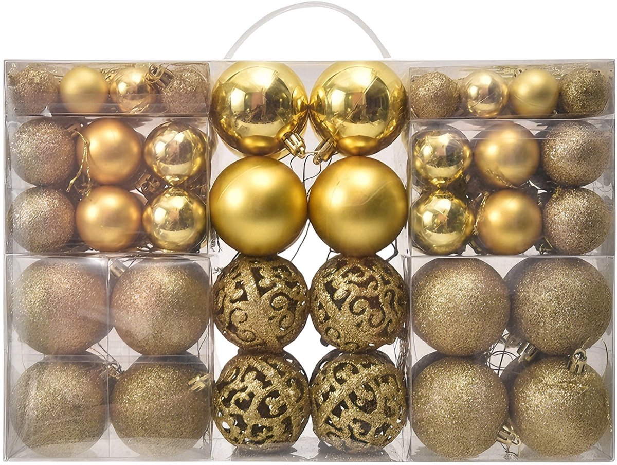 Kerstballen - 100 stuks 3-6 cm - Holle, onbreekbare feestelijke ornamenten voor kerstboom en huisdecoratie - Geschikt voor binnenhuisdecoratie - Goud