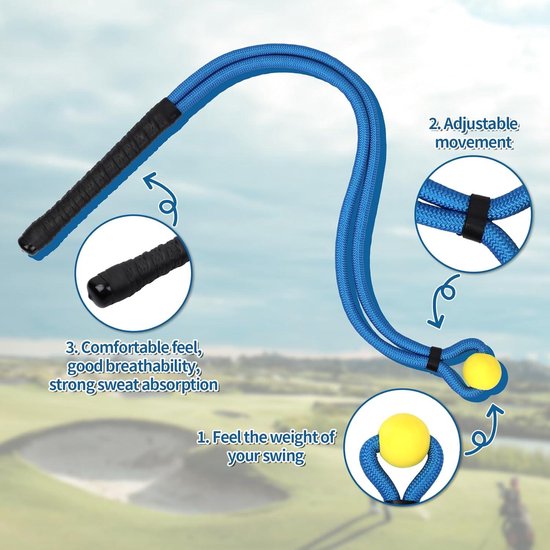 Rope Swing Trainer voor Golfers - Draagbare Trainingshulp - Golf Warming-Upuitrusting - Krachtbeheersing - Snelheidsverbetering - Blauw van Merkloos — afbeelding 2
