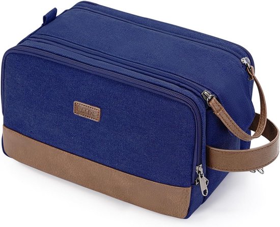 Elviros Reistoilettas voor mannen, hangende toilettas, waterafstotende dopp- kit, PU-lederen reistas voor toiletartikelen, accessoires, kaki, kaki, M, PU -leer, Kaki, M, Pu Leer