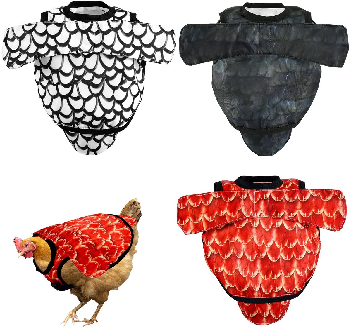 3 stuks paringszadels voor kippen, 3 stijlen rugbeschermers kippenschorten met verstelbare banden kippenschorten en vestzadels voor kippen