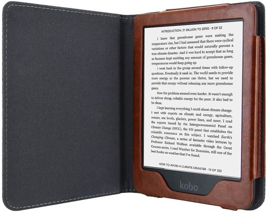 Hoesje Geschikt voor Kobo Clara 2E Jeans Sleepcover - Book Case Hoes Cover - Blauw / Cognac - ereader hoesje - cover van Merkloos — afbeelding 4