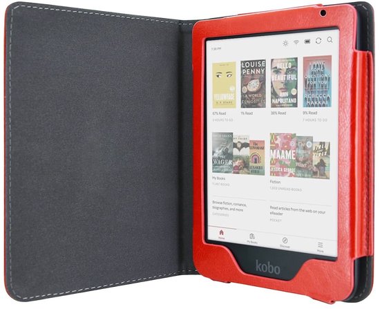 Luxe Hoesje - Sleepcover Geschikt voor Kobo Clara Colour - Book Case Hoes Cover - Rood - ereader hoesje - cover van Luxe — afbeelding 2