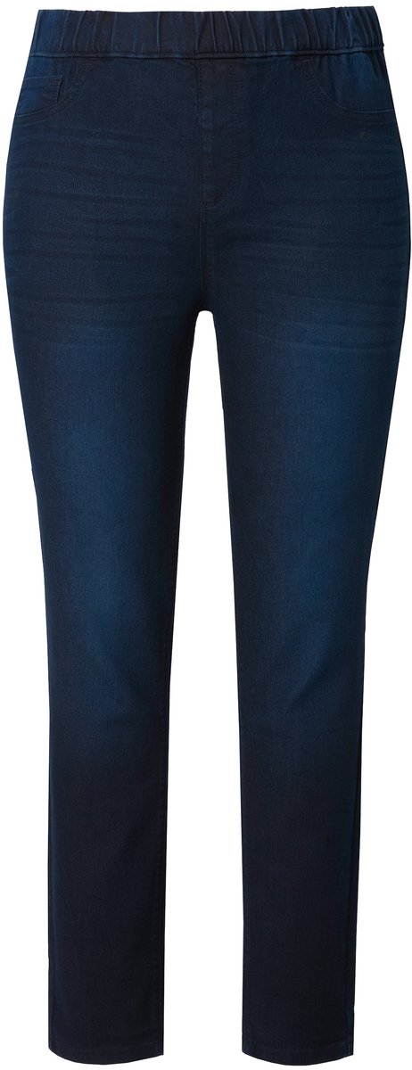 Ulla Popken - Dames - Jegging Sienna stretch slim elastische tailleband - Donkerblauw denim - Maat 44