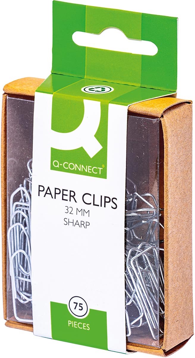 Q-CONNECT papierklemmen | 32 mm | doos van 75 stuks | ophangbaar