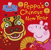 Peppa Pig in Chinese New Year outfit, met een draak en lampionnen.