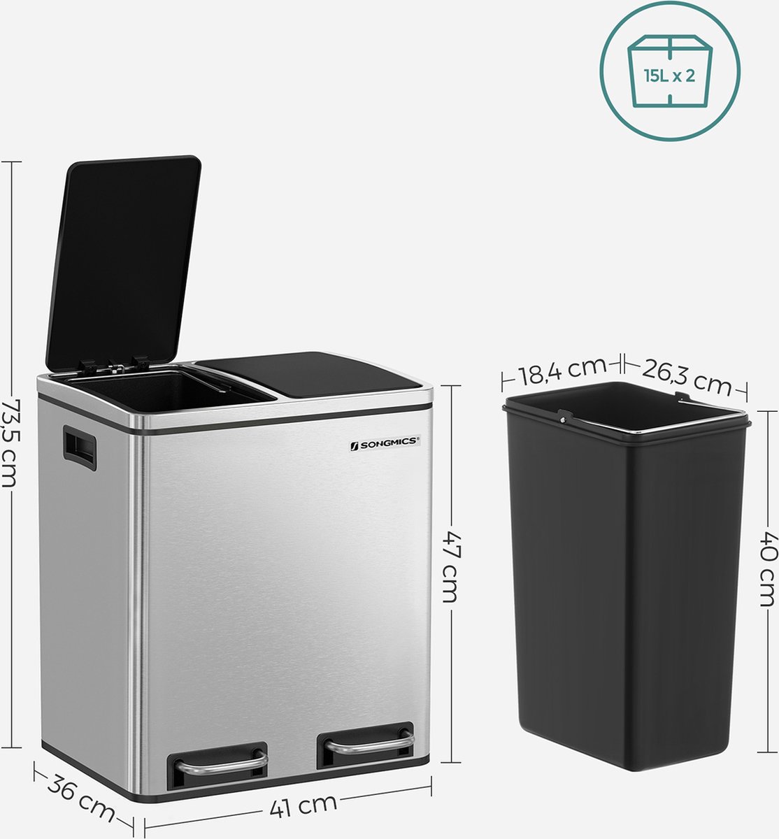 BRASQ Push Bin Prullenbak PB230 Zwart 30 ltr kopen BRASQ Push Bin Prullenbak PB230 Zwart 30 ltr kopen