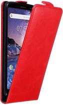 Cadorabo Hoesje geschikt voor Nokia 7 PLUS in APPEL ROOD - Beschermhoes in flip design Case Cover met magnetische sluiting