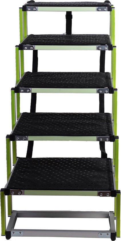 Hondentrap Auto voor grote en kleine honden PRIORPET - Reflecterend - 77KG Capaciteit - Opvouwbare Loopplank Hond bij stijve gewrichten - Geschikt voor Middenklasse Auto's & SUV - Antislip - 5 Treden