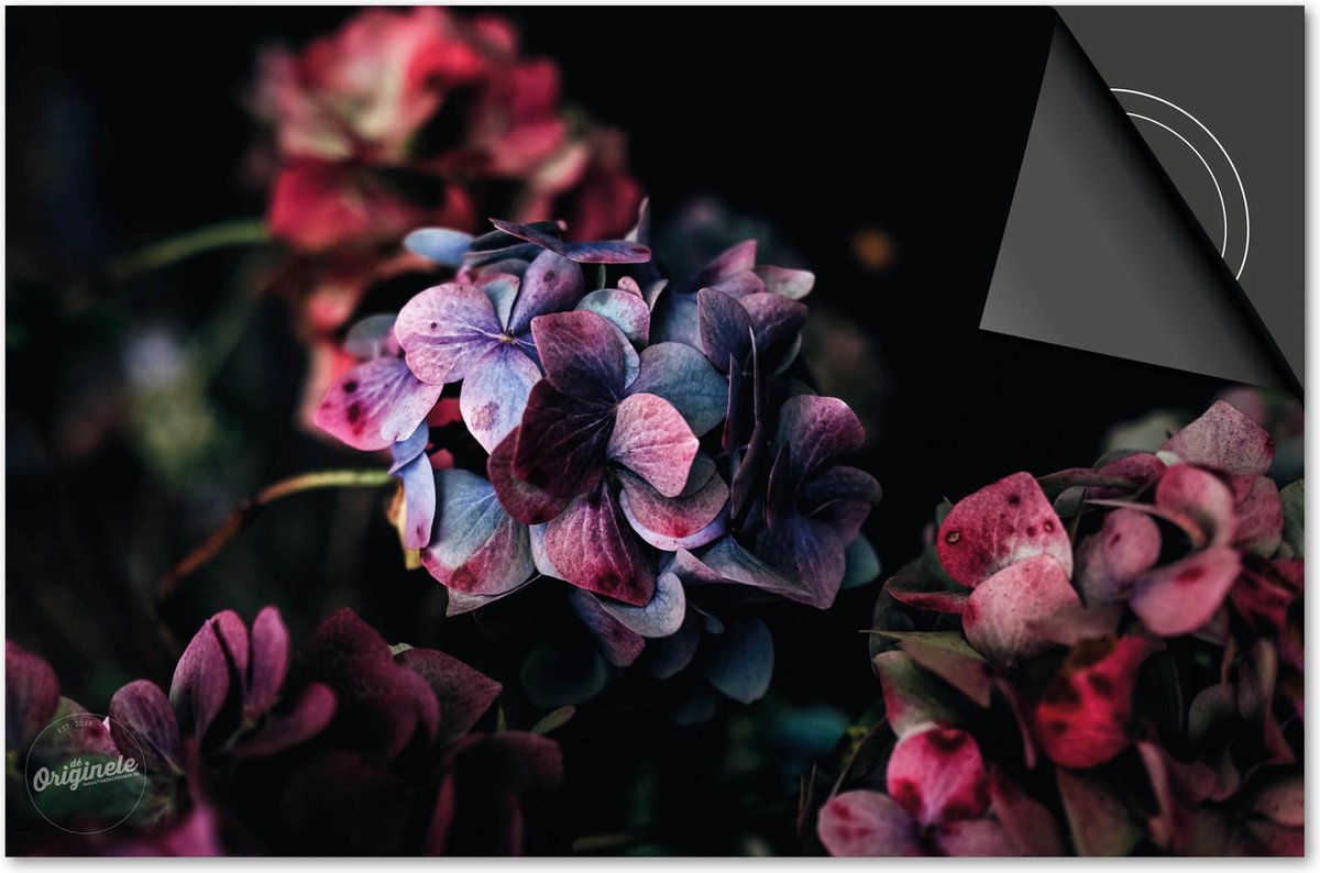 Inductie beschermer 90x52 - afdekplaat inductie mat - Dietrix Kookplaat beschermer - DELUXE - Bloemen en Planten - Hortensia