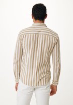Striped Linen Shirt Mannen - Zand - Maat S