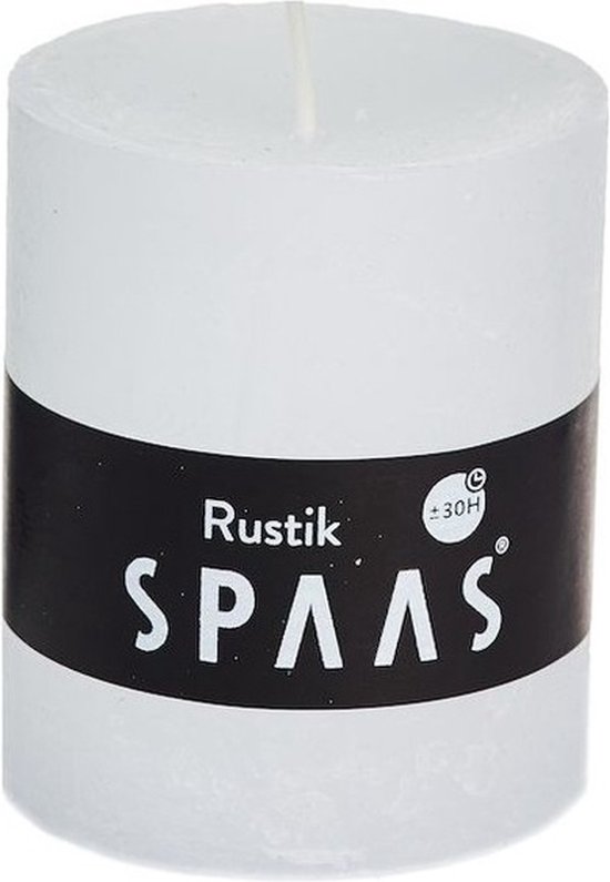 SPAAS Rustieke Cilinderkaars/Stompkaars - wit - 7 x 8 cm - 30 branduren